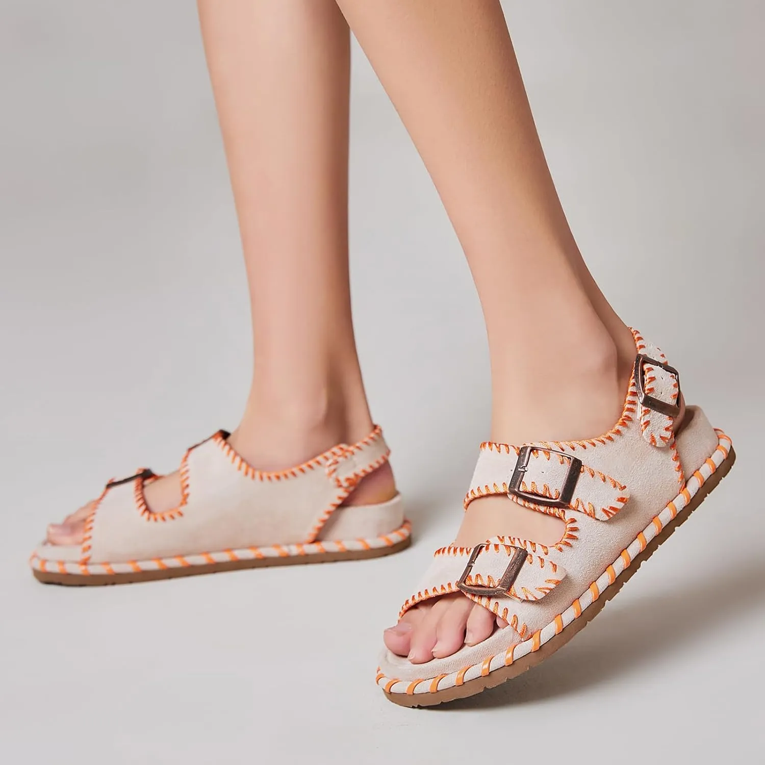 Women's Flat Sandals With Adjustable Straps, Casual Shoes for Women Boho Walking Sandals for Beach & Summer Wear