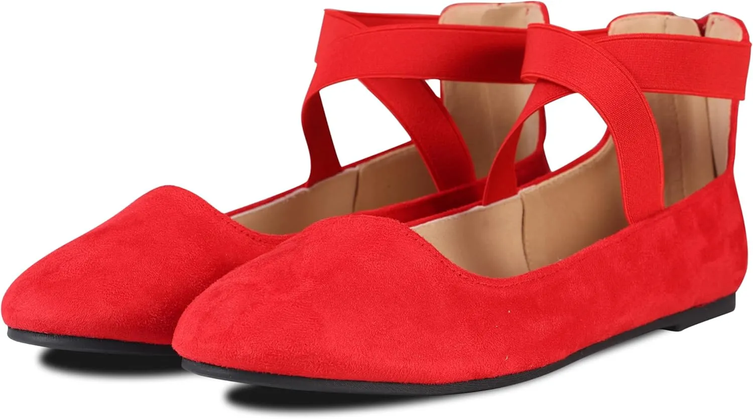 Women's Flats Comfortable Fashion Shoes for Women with Elastic Ankle Straps Dressy Ballerina Style Closed Toe s for Women Casual Flat