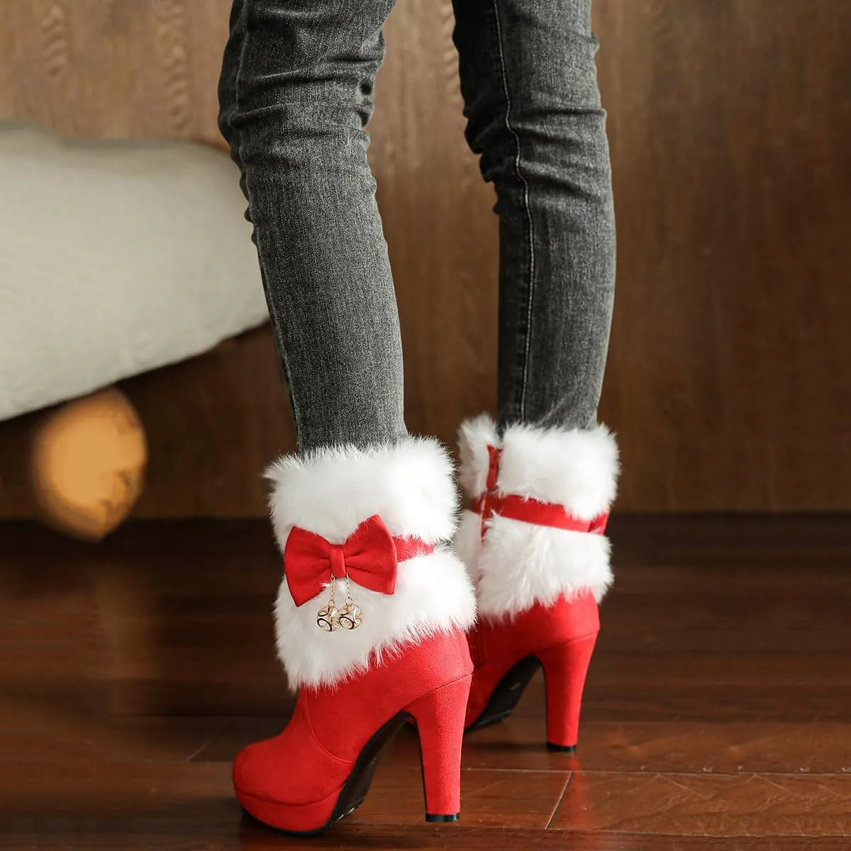 Women's Fur Lined Christmas Ankle Boots