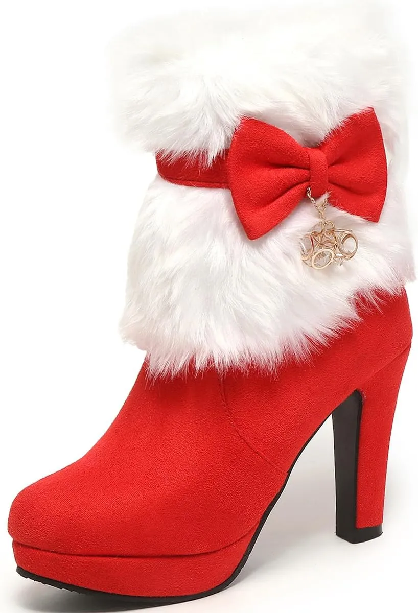 Women's Fur Lined Christmas Ankle Boots