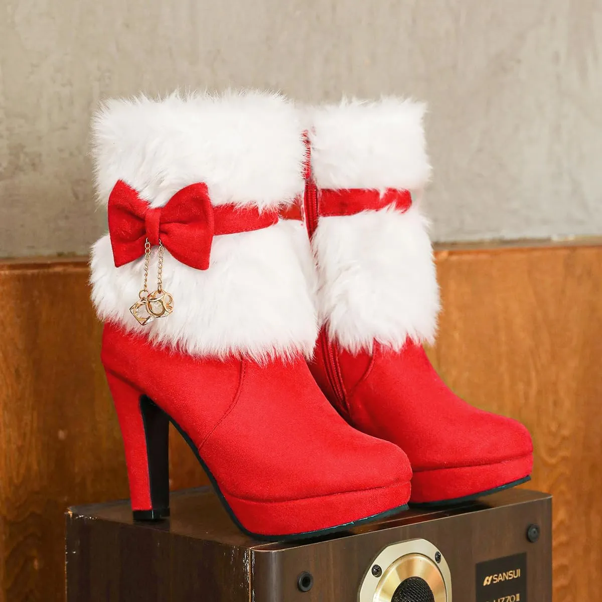 Women's Fur Lined Christmas Ankle Boots