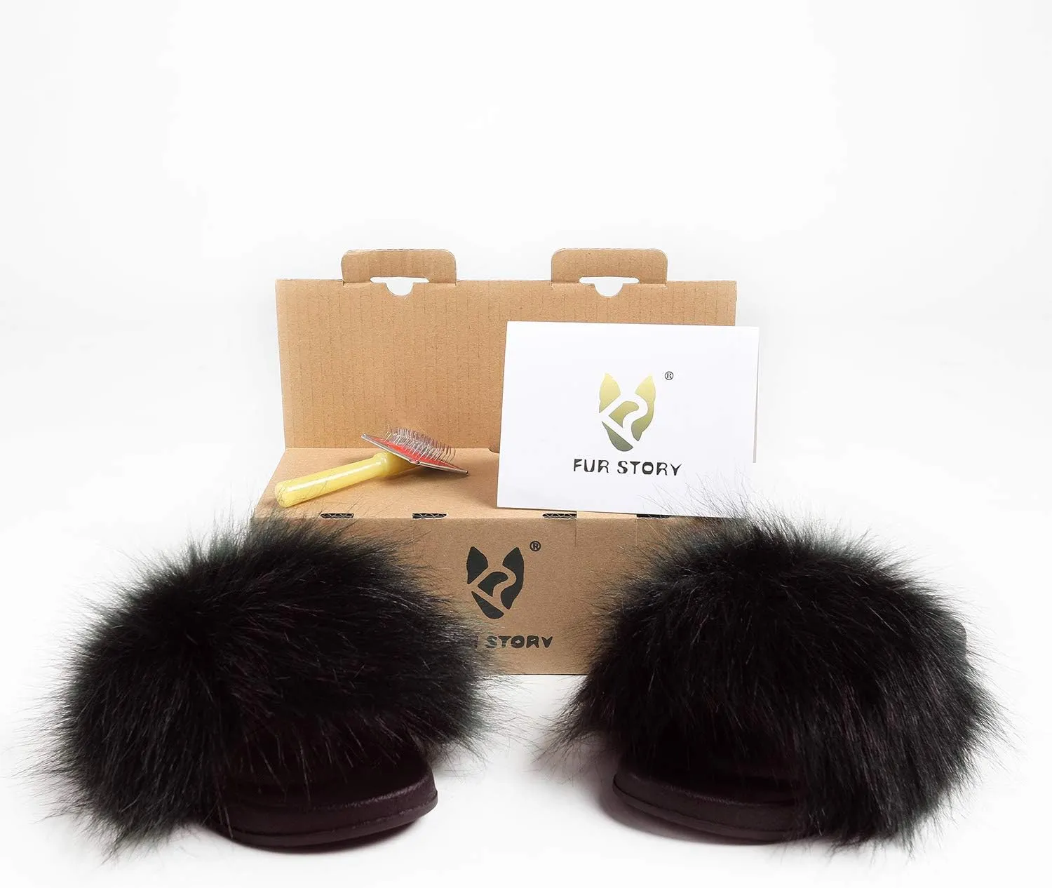 Women's Furry Slides Faux Fur Slides Fuzzy Slippers Fluffy Sandals Outdoor Indoor
