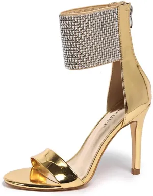 Women's High Heel Sandals Open Toe Ankle Tie Dressy Heeled Sandals for Prom, Party, Evening Events, 3.93 Inch Comfortable Thin Block Heels