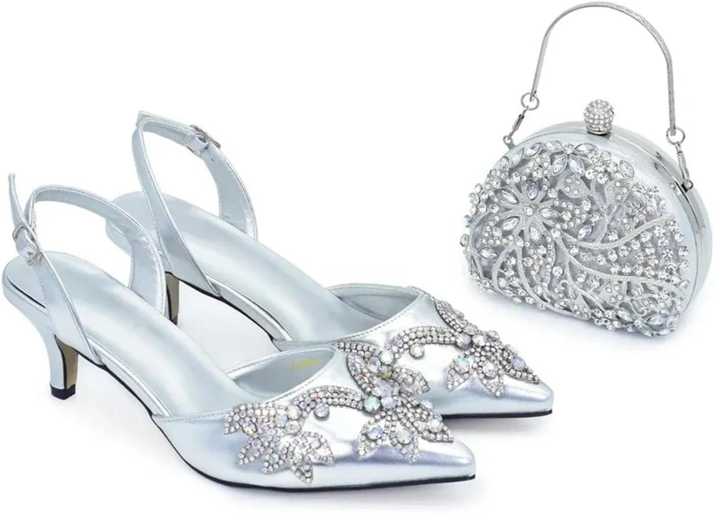 Women's INS Style Rhinestone Party Set - Pointed-Toe Pumps & Elegant Clutch Bag