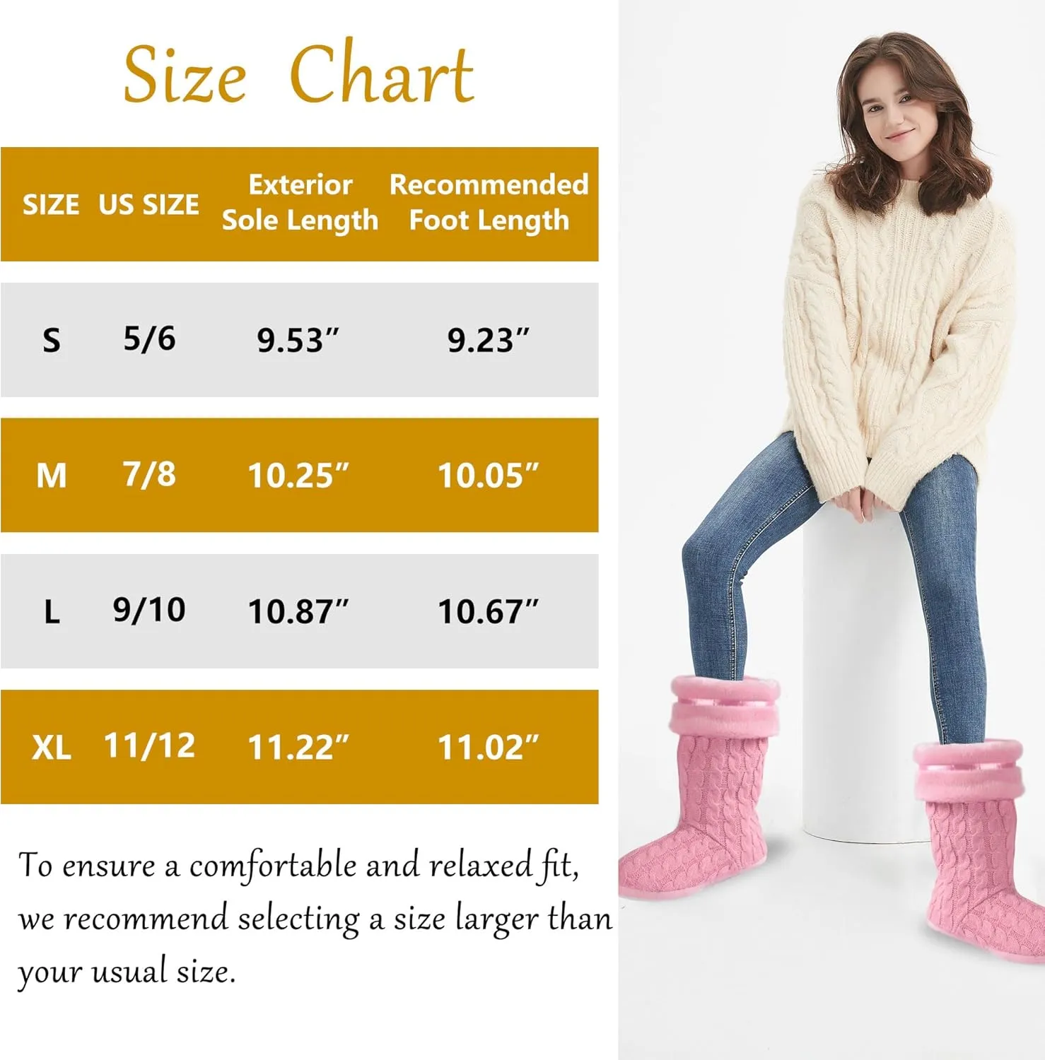 Women's Knit Slippers Indoor Warm Fluffy Home Bootie Slippers Anti-Slip House Shoes with Cute Pom Poms Soft Cozy Ankle Boots for Women