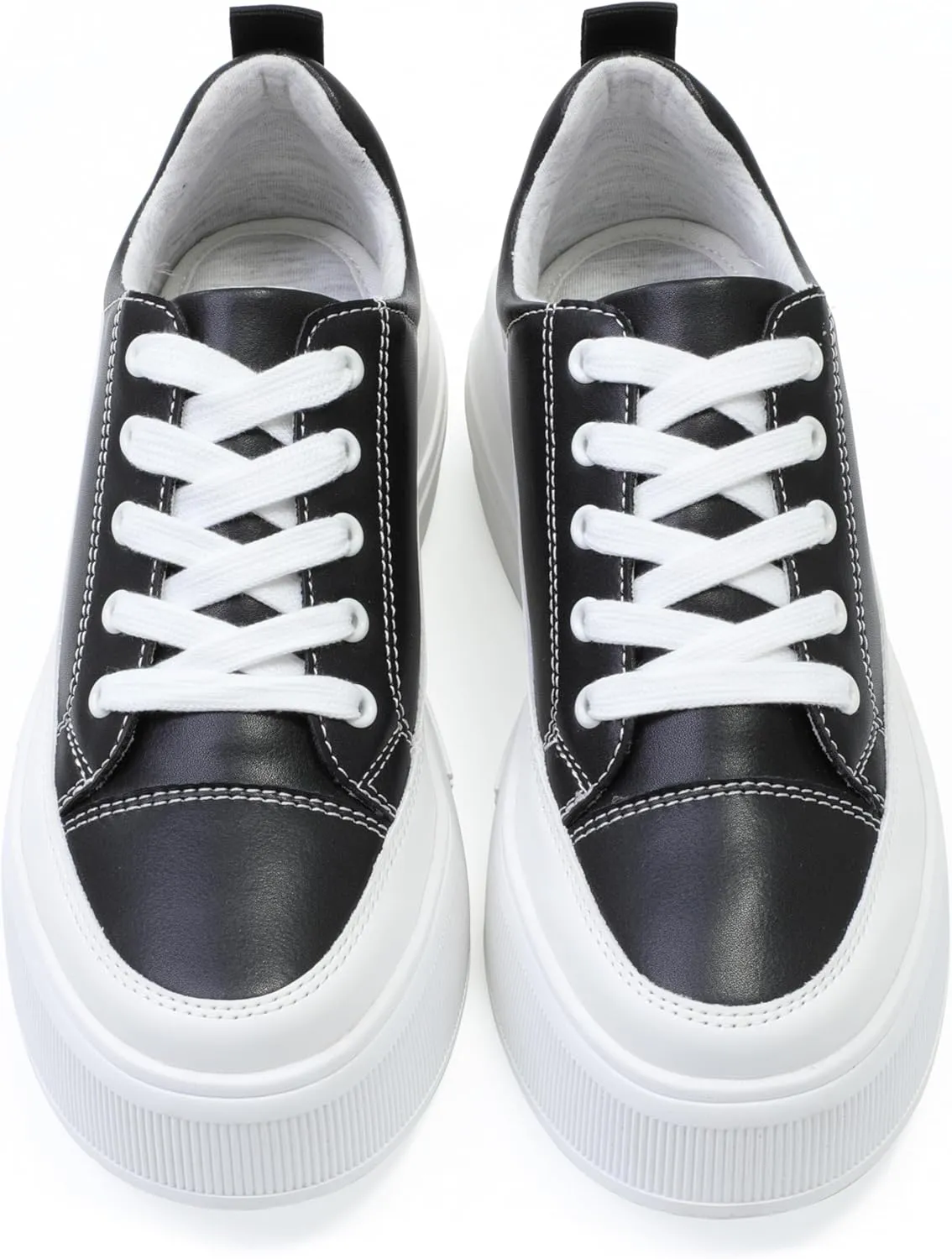 Women's Lace Up High Platform Sneaker, Classic Trendy Fashion PU Shoe