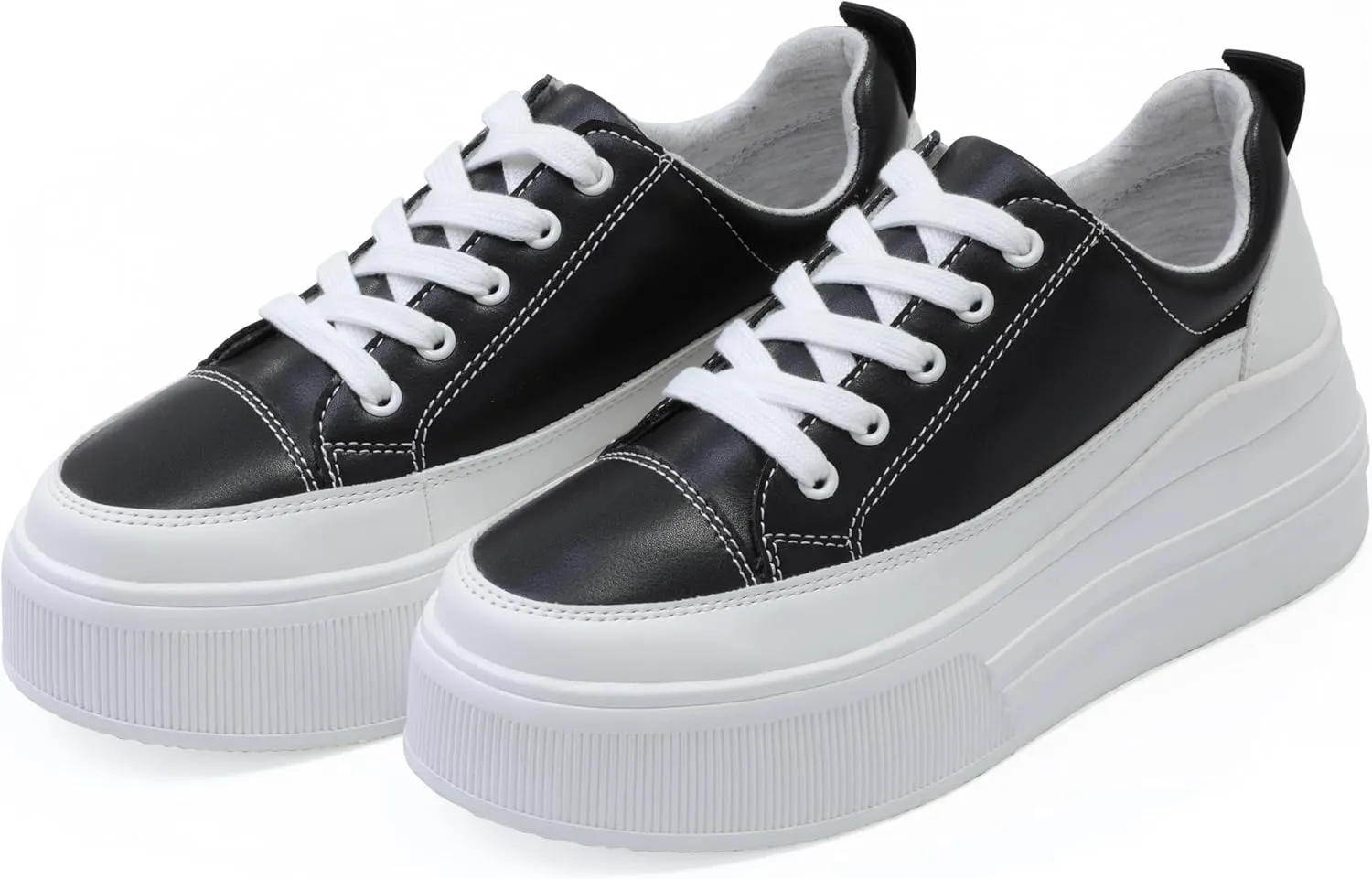 Women's Lace Up High Platform Sneaker, Classic Trendy Fashion PU Shoe