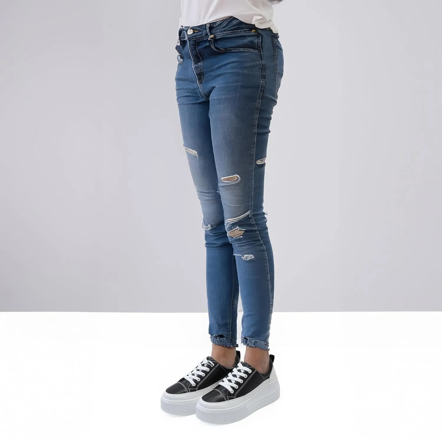 Women's Lace Up High Platform Sneaker, Classic Trendy Fashion PU Shoe