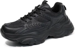 Women's Lace-up Platform Walking Shoes Comfortable Retro Stylish Workout Sport Work Casual Chunky Sneakers