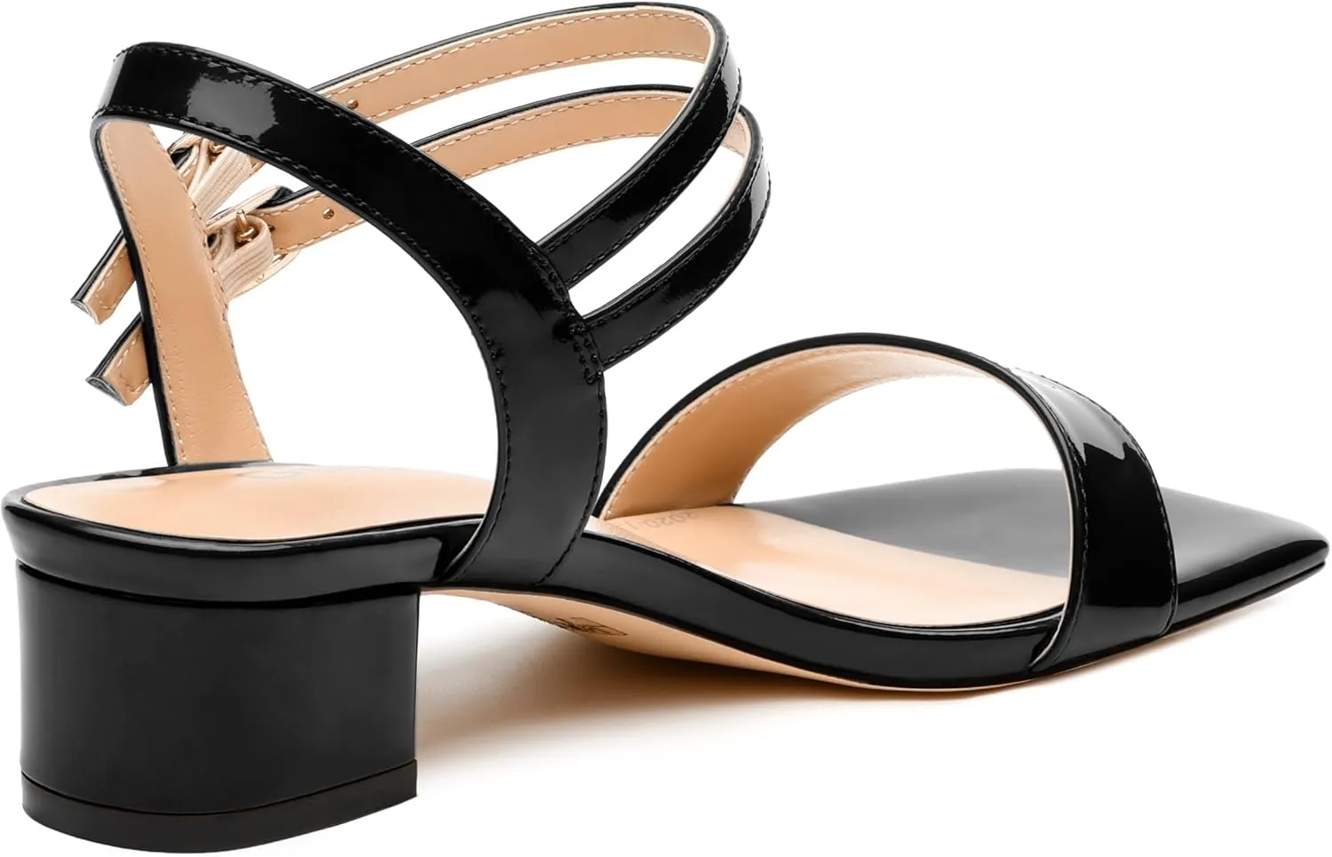 Women's Low Heel Sandals - Open Square Toe with Adjustable Ankle Strap, Solid Color Casual Heeled Sandals for Work & Daily Outings