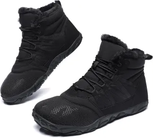 Womens Mens Barefoot Boots Shoes Minimalist Winter Snow Boots Warm Ankle Booties Zero Drop Sole Wide Toe Box Slip on Sneakers