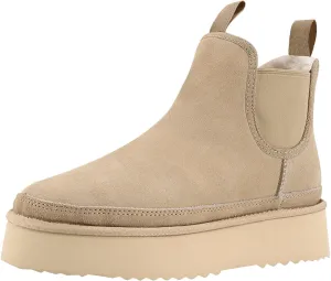 Women's Mini Snow Boots Platform Chelsea Winter Warm Faux Fur Lined Suede Indoor Outdoor Anti-Slip Classic Comfortable Flat Ankle Bootie