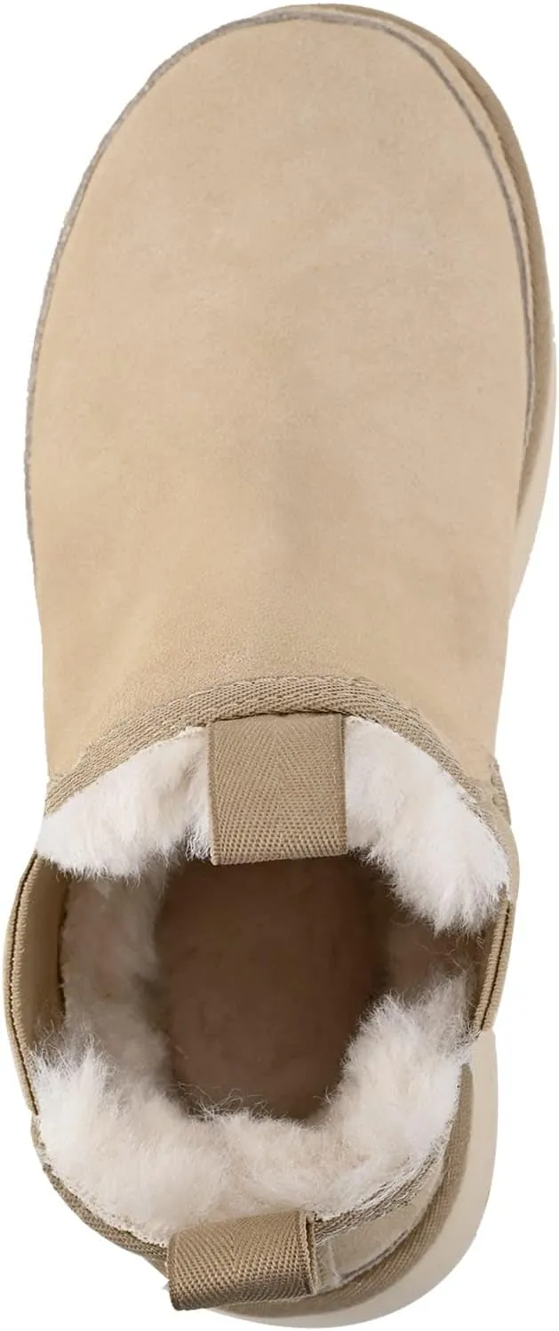Women's Mini Snow Boots Platform Chelsea Winter Warm Faux Fur Lined Suede Indoor Outdoor Anti-Slip Classic Comfortable Flat Ankle Bootie