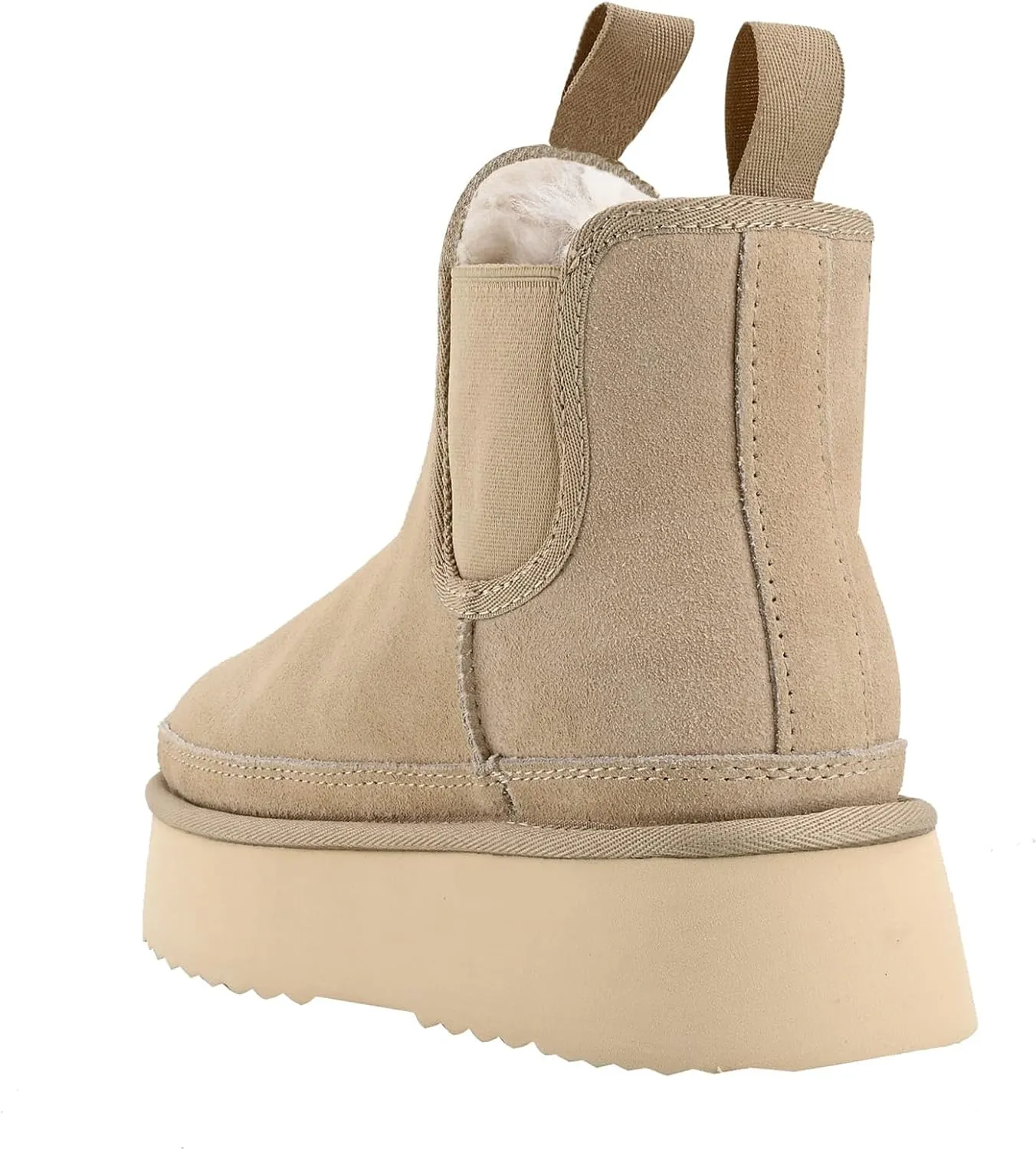 Women's Mini Snow Boots Platform Chelsea Winter Warm Faux Fur Lined Suede Indoor Outdoor Anti-Slip Classic Comfortable Flat Ankle Bootie