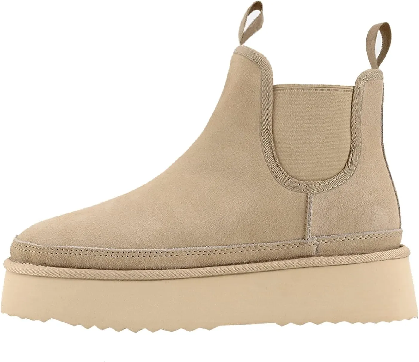 Women's Mini Snow Boots Platform Chelsea Winter Warm Faux Fur Lined Suede Indoor Outdoor Anti-Slip Classic Comfortable Flat Ankle Bootie