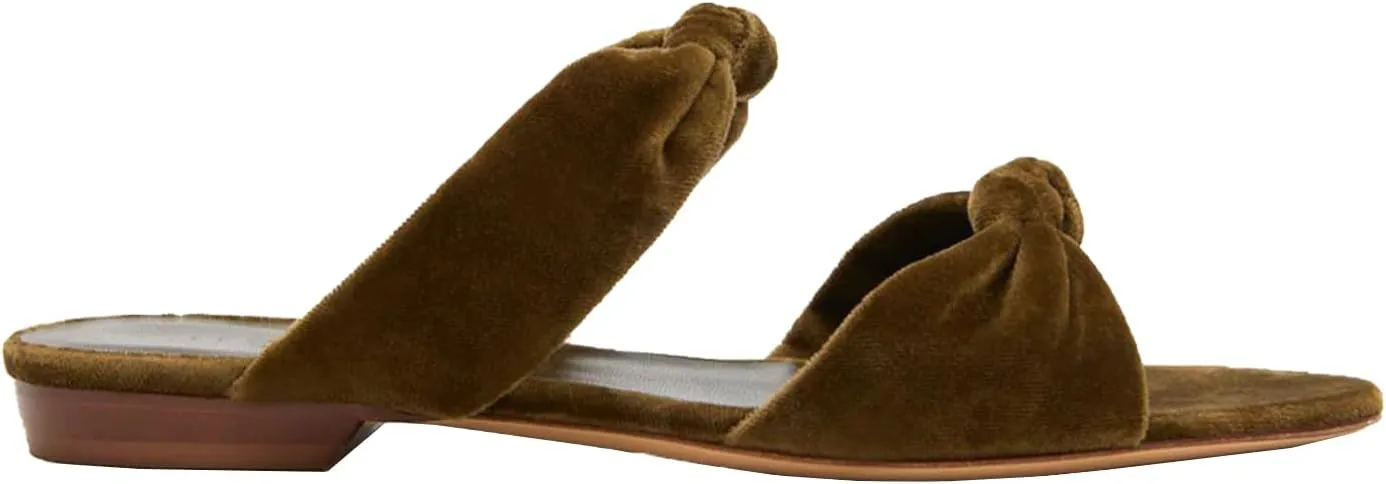 Women's Mule Flats Bow Sandal Slippers Two lace-up Flat Shopping Shoes Pointed Party Shoes