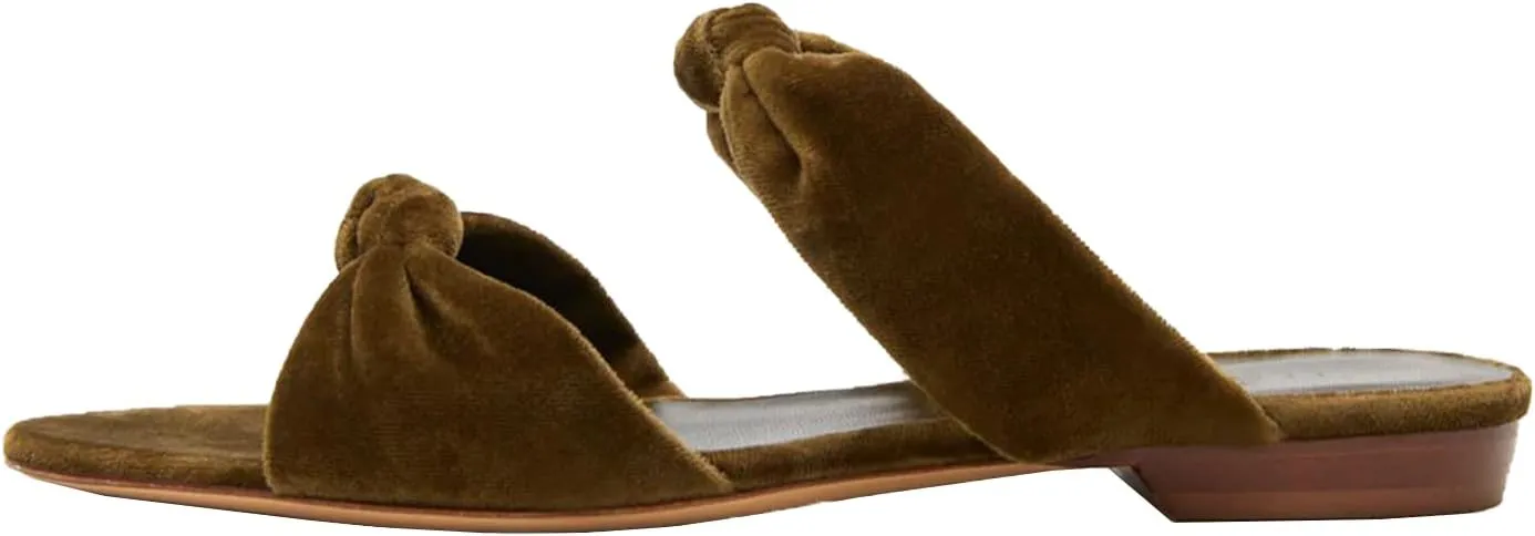 Women's Mule Flats Bow Sandal Slippers Two lace-up Flat Shopping Shoes Pointed Party Shoes