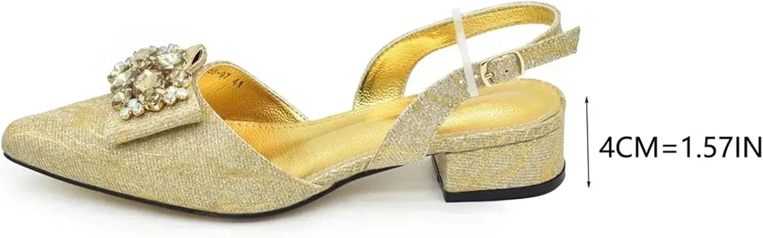 Women's Nigerian-Italian Bridal Shoe & Bag Set - Designer Pointed Toe Low Heel Pumps & Clutch for Nigerian Weddings