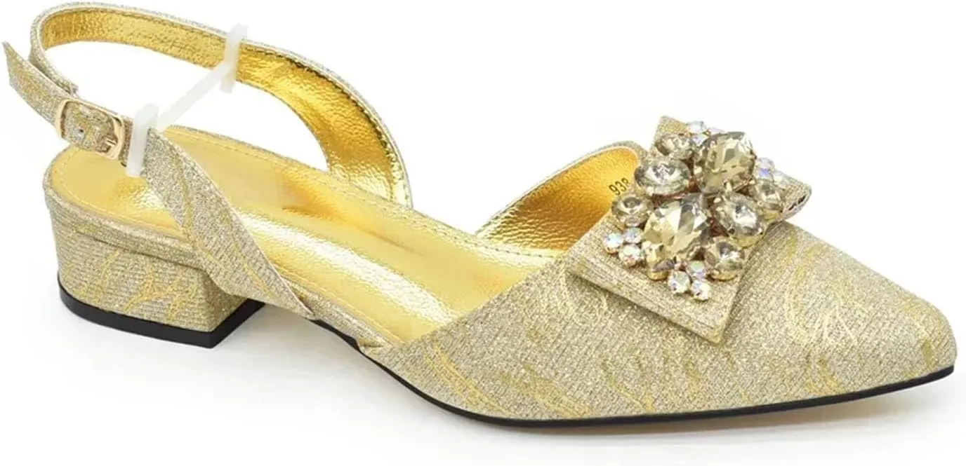 Women's Nigerian-Italian Bridal Shoe & Bag Set - Designer Pointed Toe Low Heel Pumps & Clutch for Nigerian Weddings