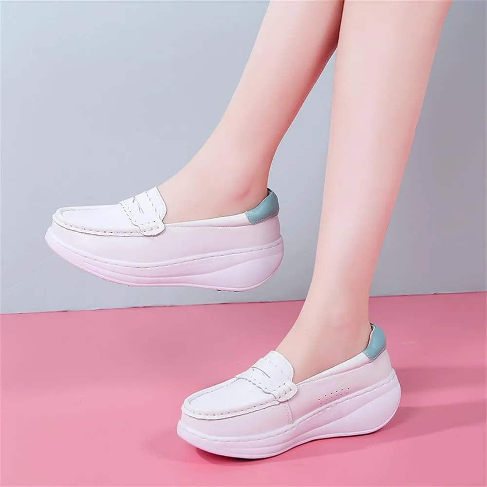 Women's Nursing Shoes Comfortable Walking Slip On Nurse Restaurant Work Lightweight Leather Loafers