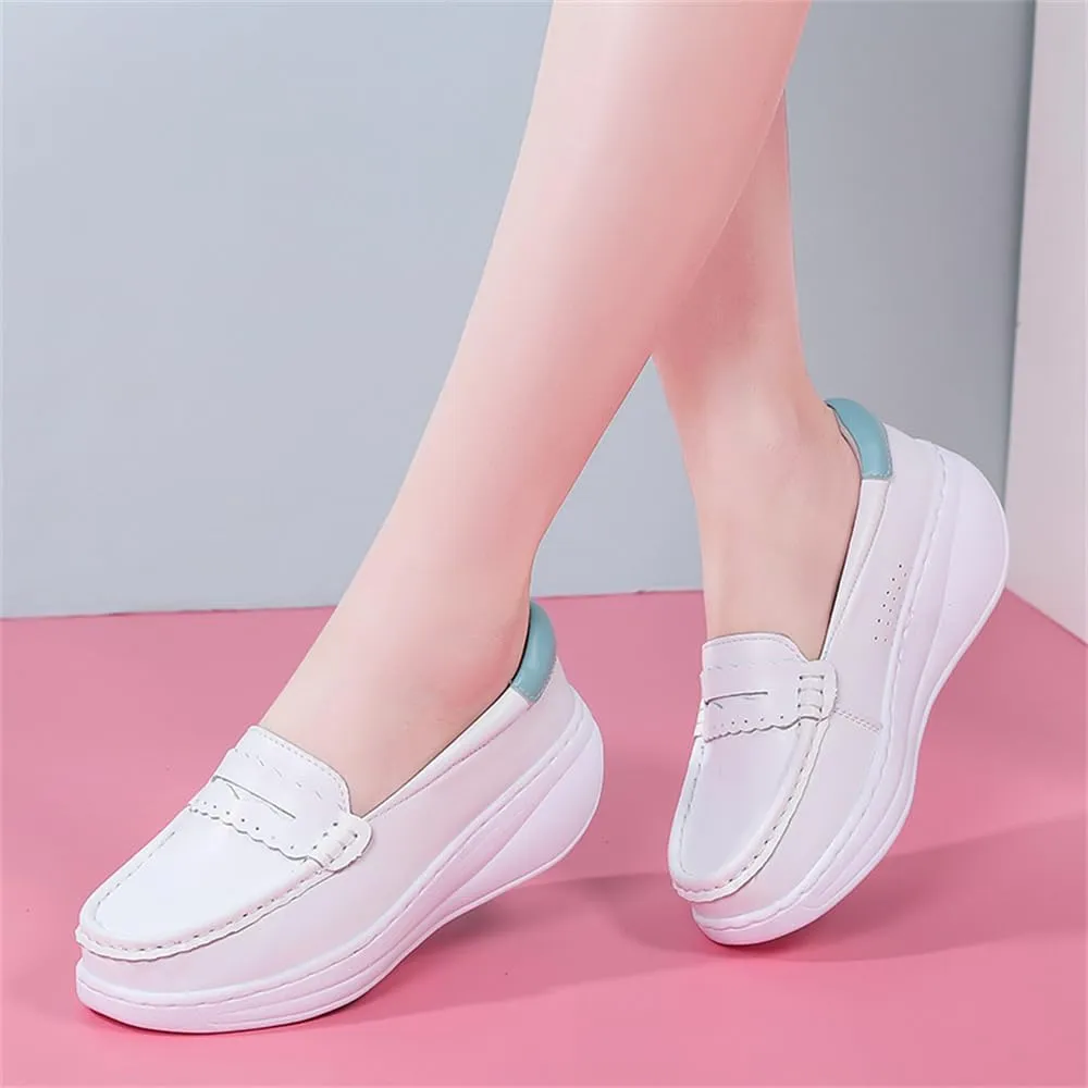 Women's Nursing Shoes Comfortable Walking Slip On Nurse Restaurant Work Lightweight Leather Loafers
