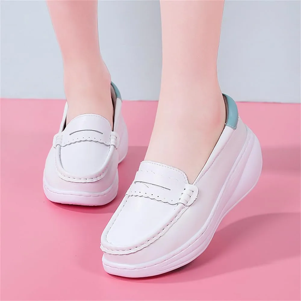 Women's Nursing Shoes Comfortable Walking Slip On Nurse Restaurant Work Lightweight Leather Loafers