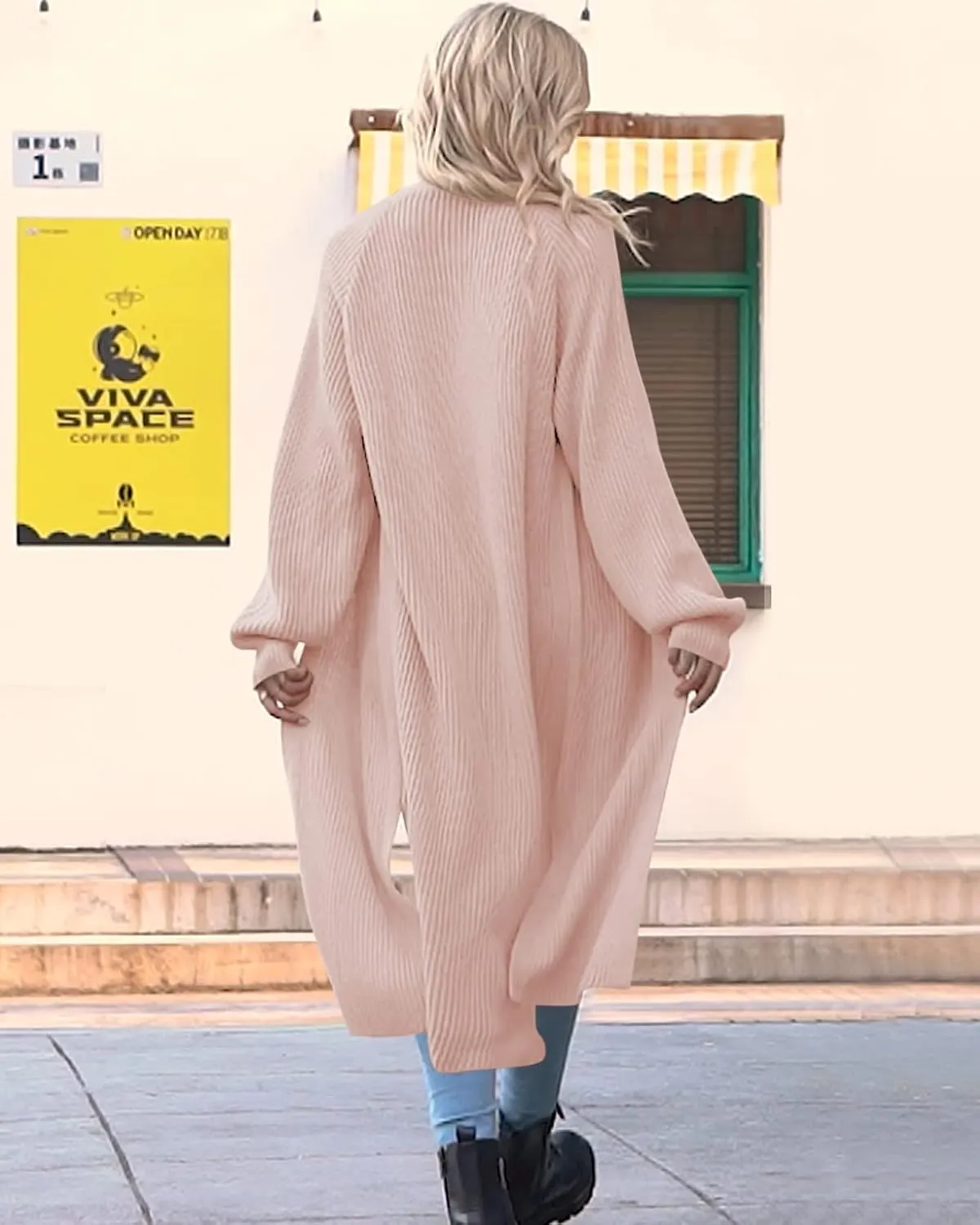 Women's Oversized Long Cardigan Sweaters Long Sleeve Split Open Front Drape Knit Duster Coat