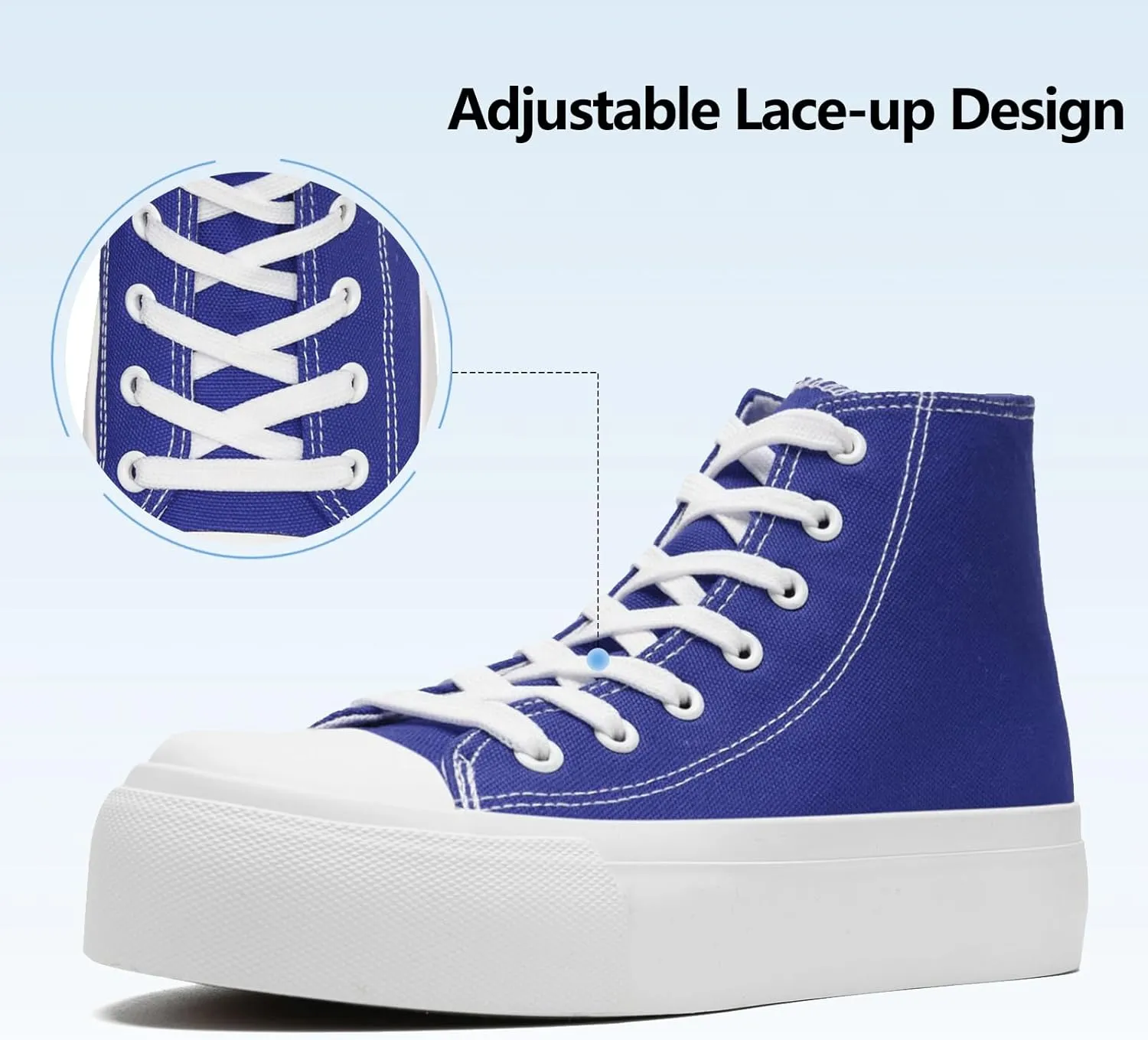 Womens Platform Canvas Sneakers Mens High Top Classic Canvas Shoes Unisex Casual Tennis Comfortable Fashion Sneakers Lace-Up