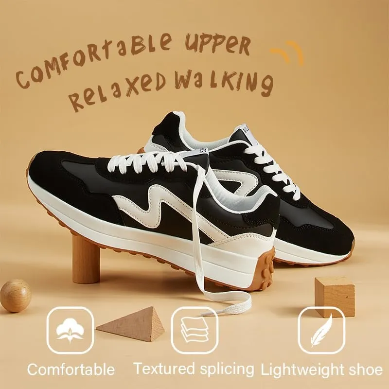 Women's Platform Retro Style Sneakers - Lace-up Classic Fashion Stylish Tennis Running Walking Shoes
