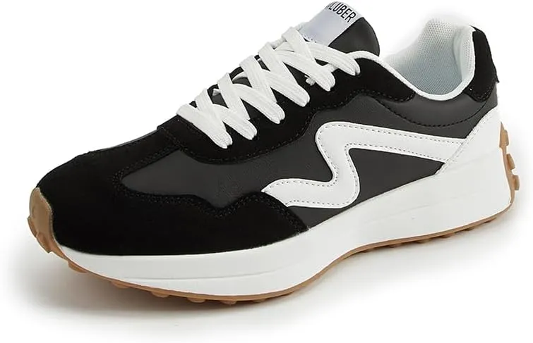 Women's Platform Retro Style Sneakers - Lace-up Classic Fashion Stylish Tennis Running Walking Shoes