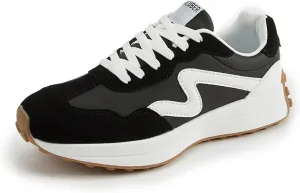 Women's Platform Retro Style Sneakers - Lace-up Classic Fashion Stylish Tennis Running Walking Shoes