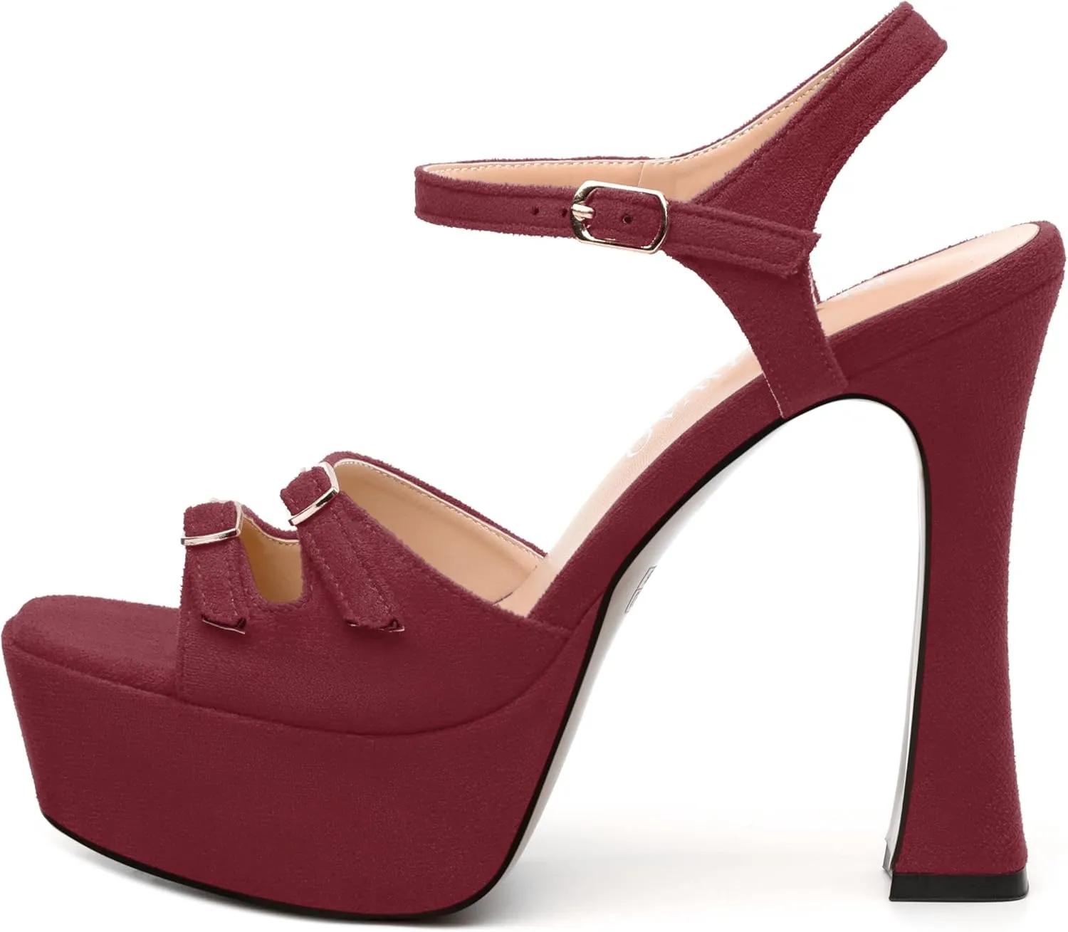 Womens Platform Sandals, Square Toe Adjustable Strap with Buckle, Fashion Daily Work, Date Nights, Parties Solid High Heels