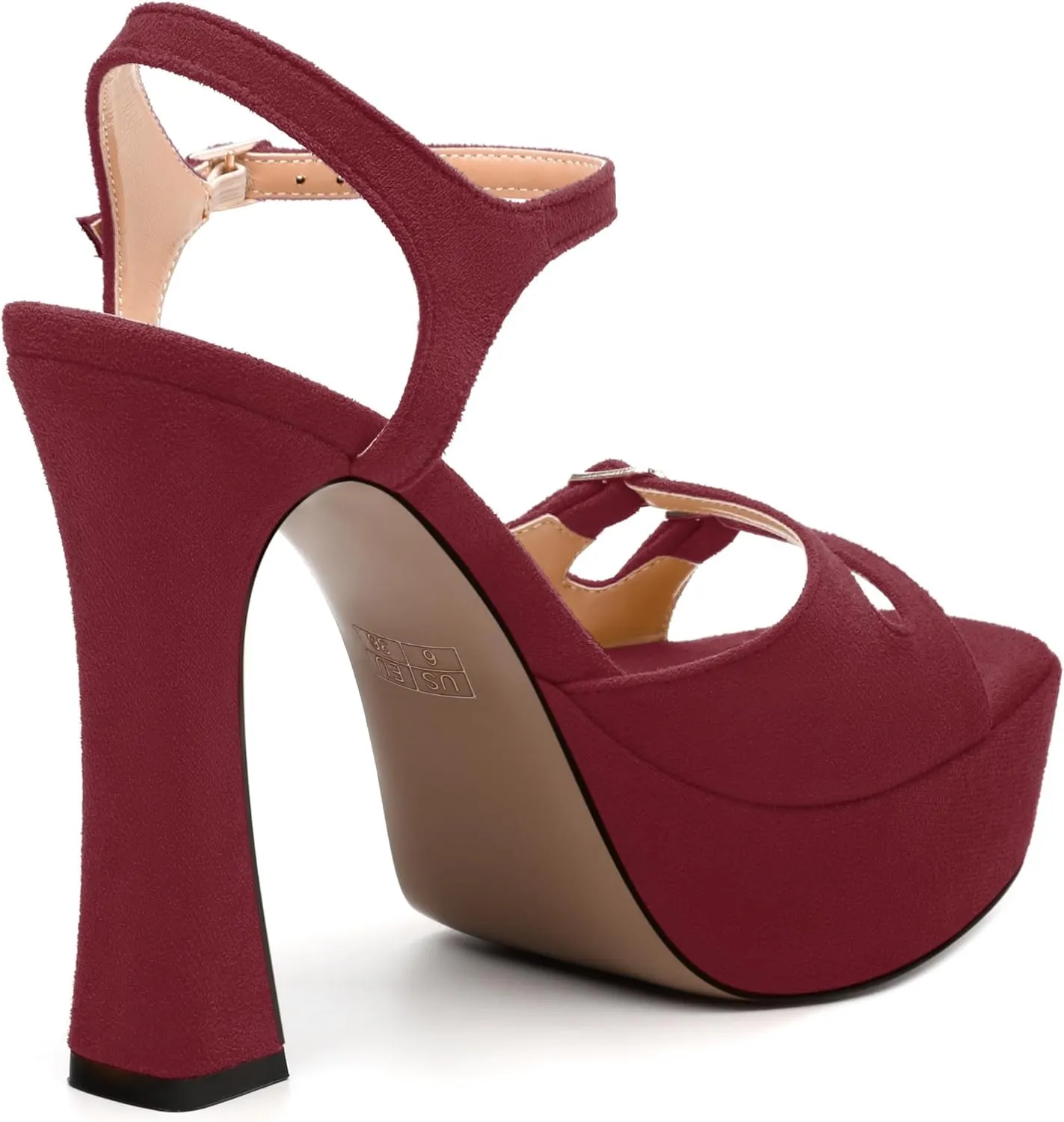 Womens Platform Sandals, Square Toe Adjustable Strap with Buckle, Fashion Daily Work, Date Nights, Parties Solid High Heels