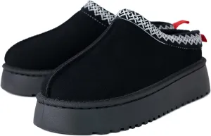 Women's Platform Slippers Winter Mini Boots Anti-Slip Suede Slip on Women Sneakers Fur Lined House Slippers for Indoor Outdoor