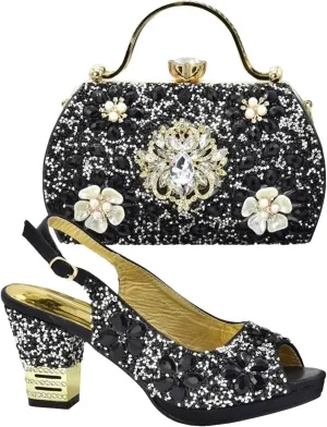 Women's Plus Size Party Luxury Set - Sexy High Heel Dress Shoes & Evening Bag