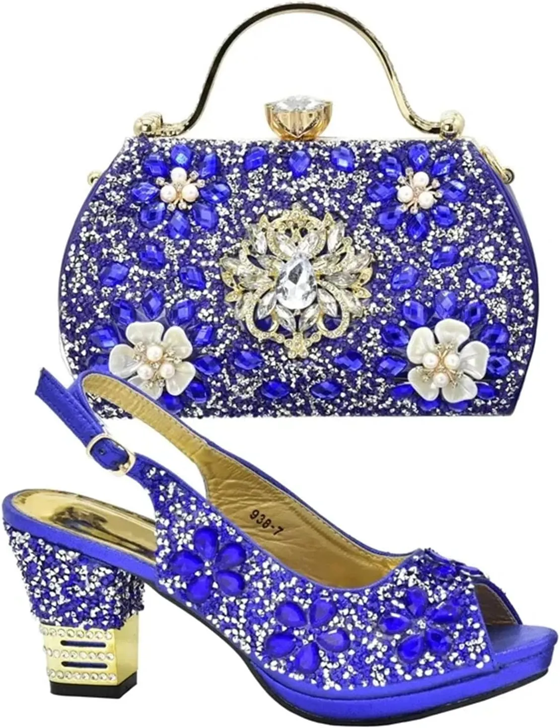 Women's Plus Size Party Luxury Set - Sexy High Heel Dress Shoes & Evening Bag