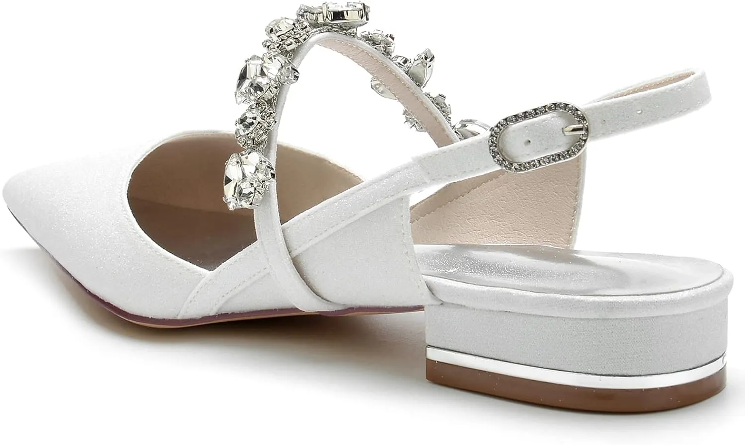 Women's Pointed Toe Slingback Wedding Flats Glitter Crystal Sandals Comfortable Evening Party Dress Pumps Ballet Flats
