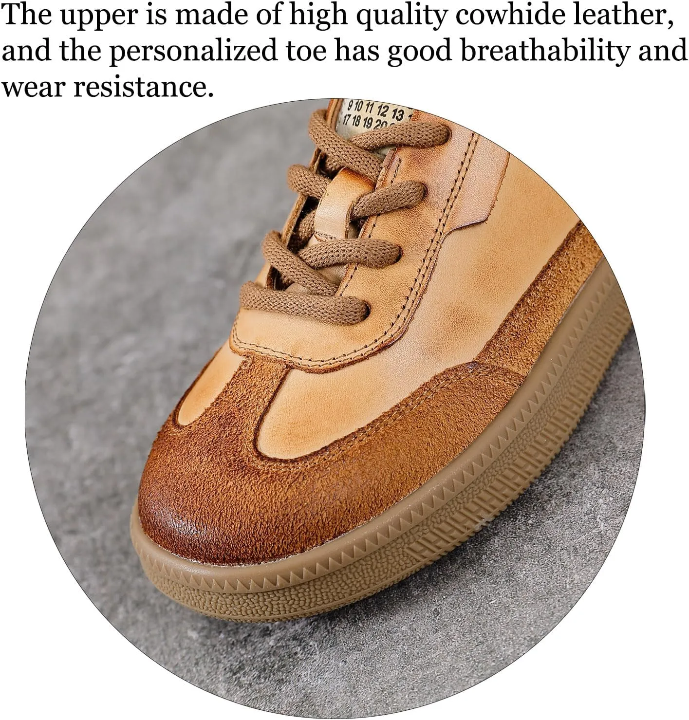 Women's Retro Genuine Leather Platform Sneakers Fashion Patchwork Lace-Up Non-Slip Tennis Shoes Comfortable Walking Shoes