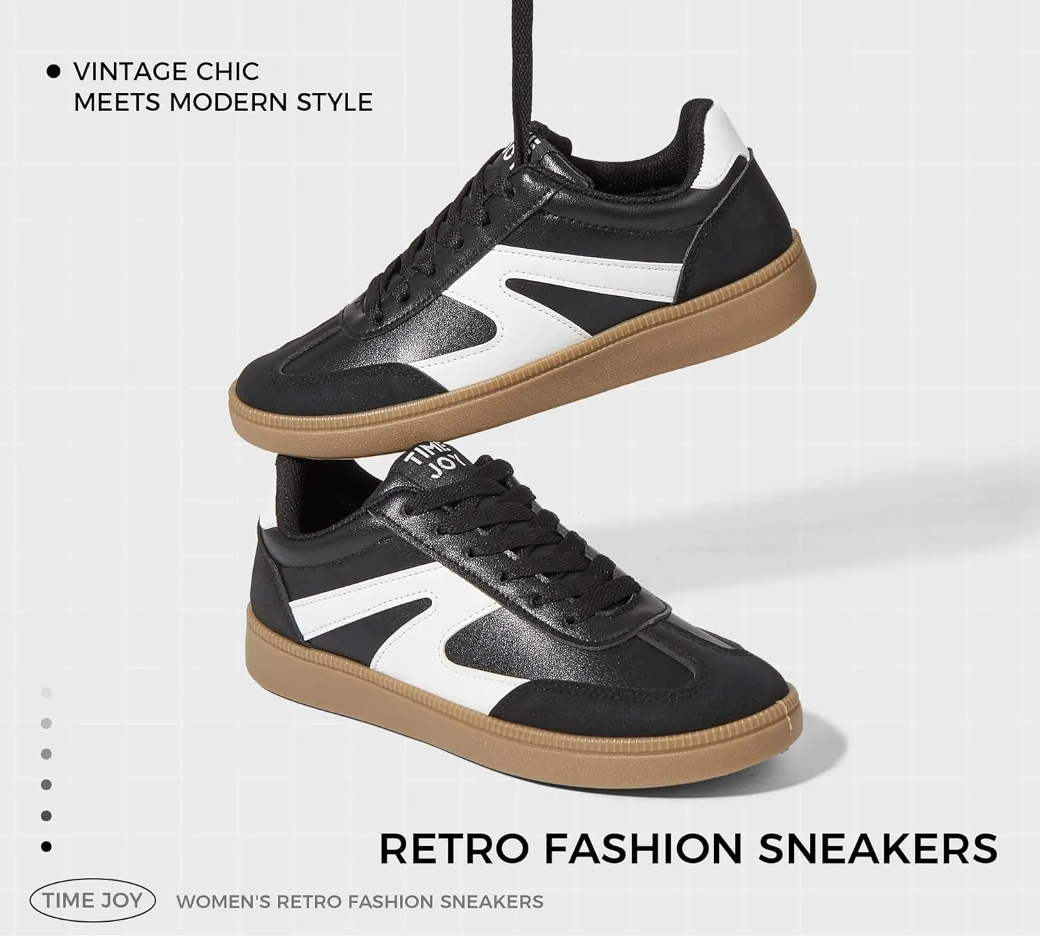 Women's Retro Sneakers Vintage Leather & Suede Patchwork Casual Shoes with Recyclable Material Insole Trendy Non-Slip Cushion for Streetwear & Daily Outfits