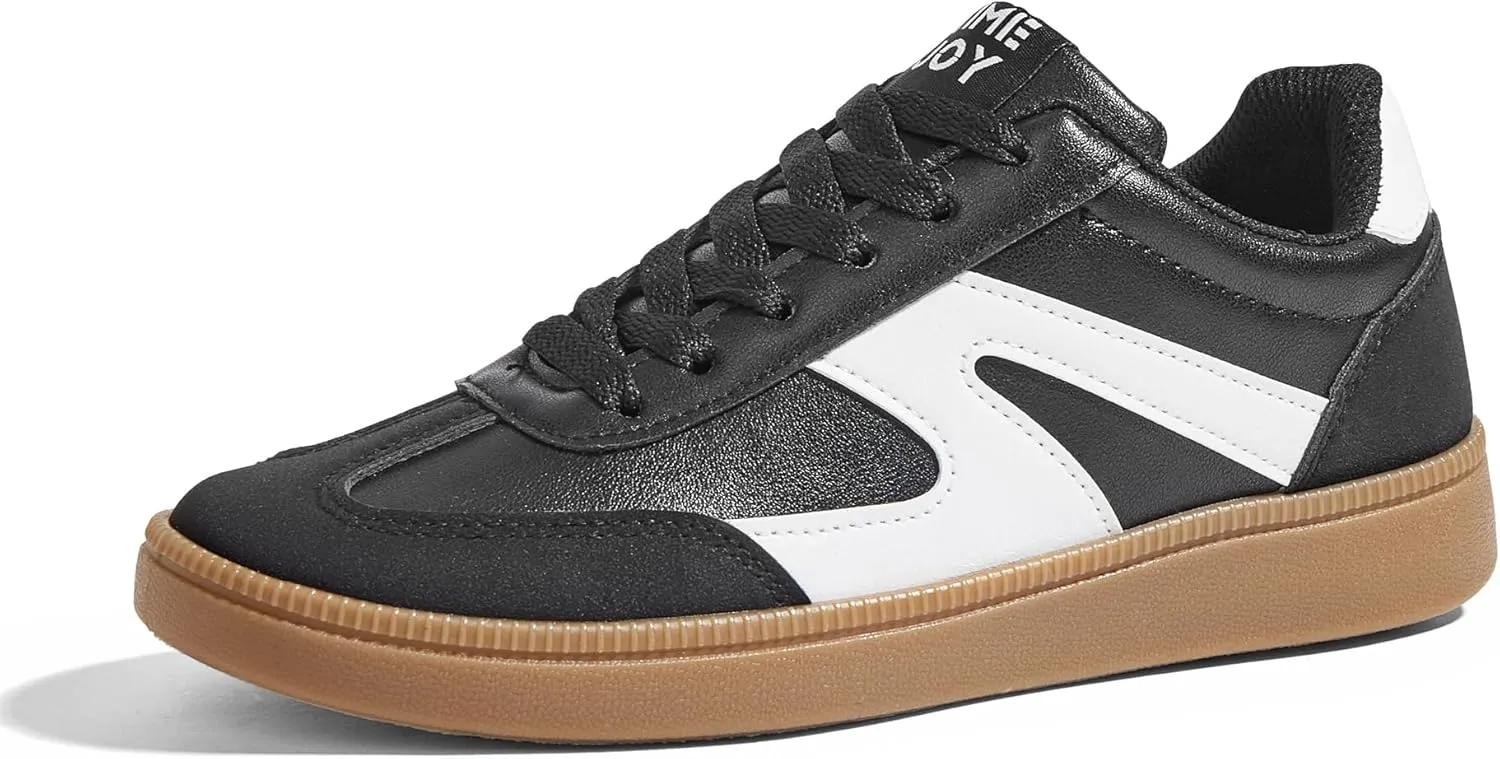 Women's Retro Sneakers Vintage Leather & Suede Patchwork Casual Shoes with Recyclable Material Insole Trendy Non-Slip Cushion for Streetwear & Daily Outfits