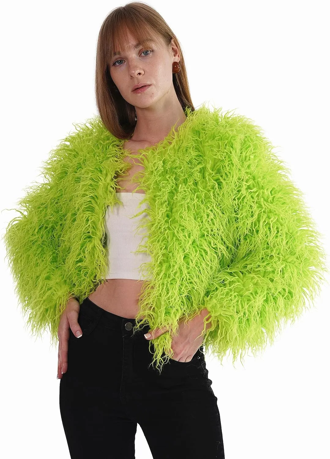 Women's Shaggy Faux Fur Outwear Coat Jacket Long Sleeve Warm Winter