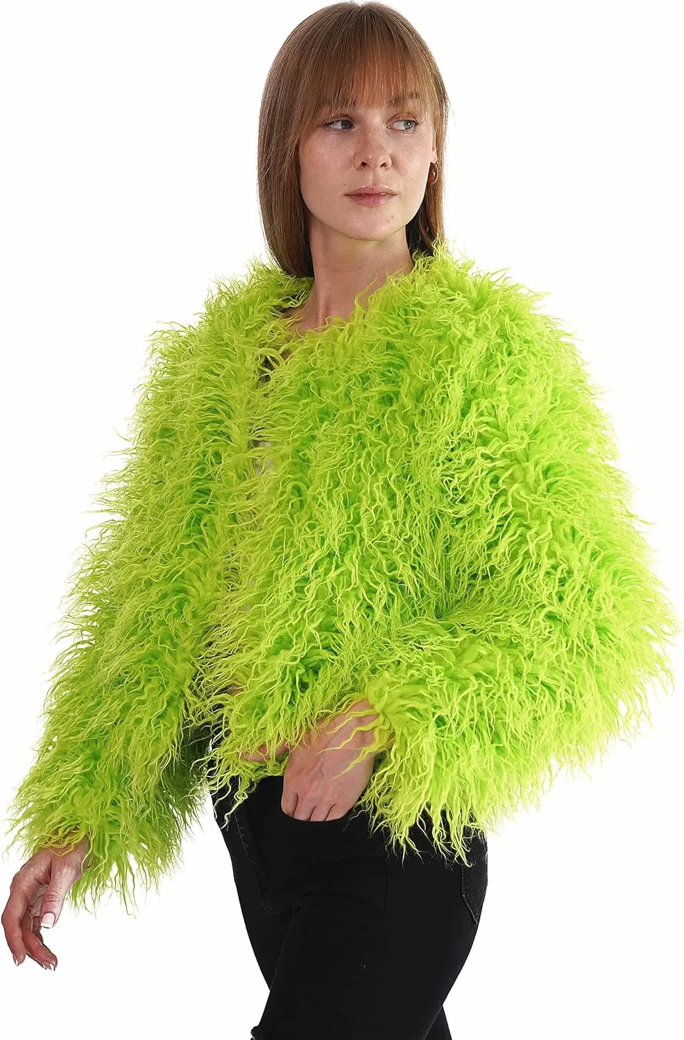 Women's Shaggy Faux Fur Outwear Coat Jacket Long Sleeve Warm Winter