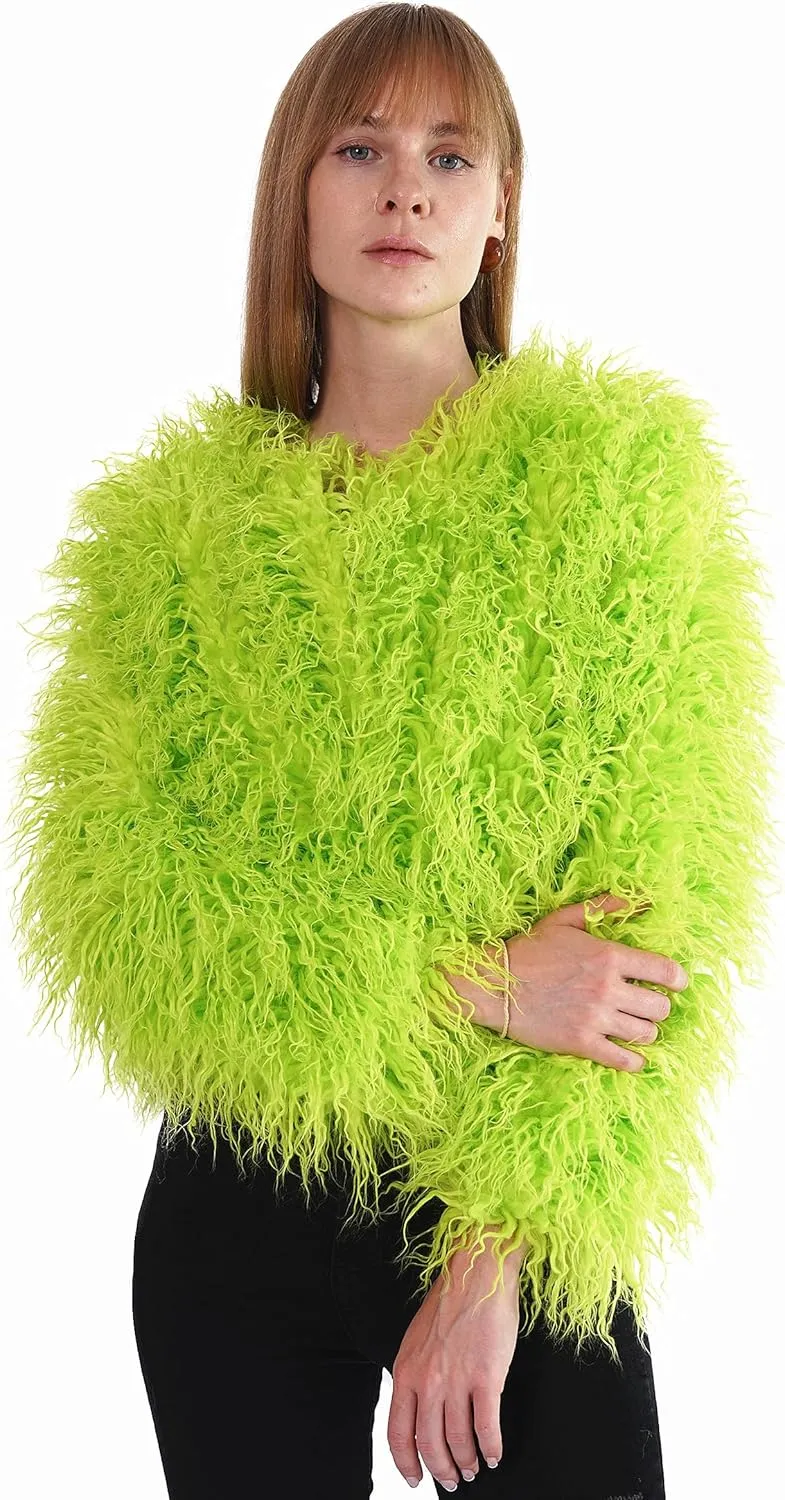Women's Shaggy Faux Fur Outwear Coat Jacket Long Sleeve Warm Winter
