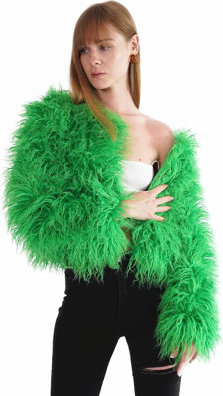Women's Shaggy Faux Fur Outwear Coat Jacket Long Sleeve Warm Winter