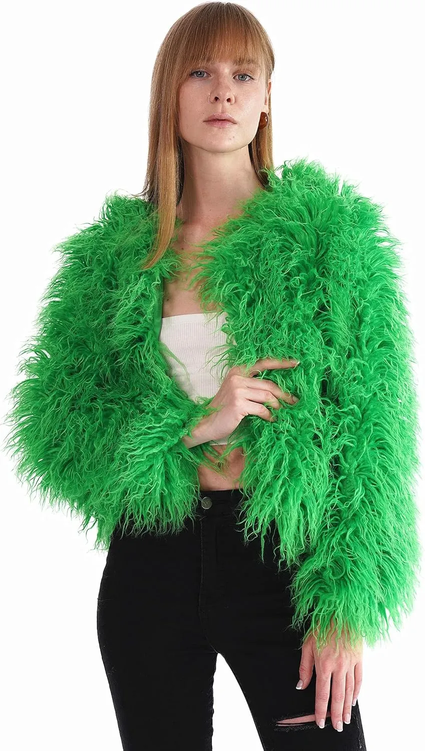 Women's Shaggy Faux Fur Outwear Coat Jacket Long Sleeve Warm Winter