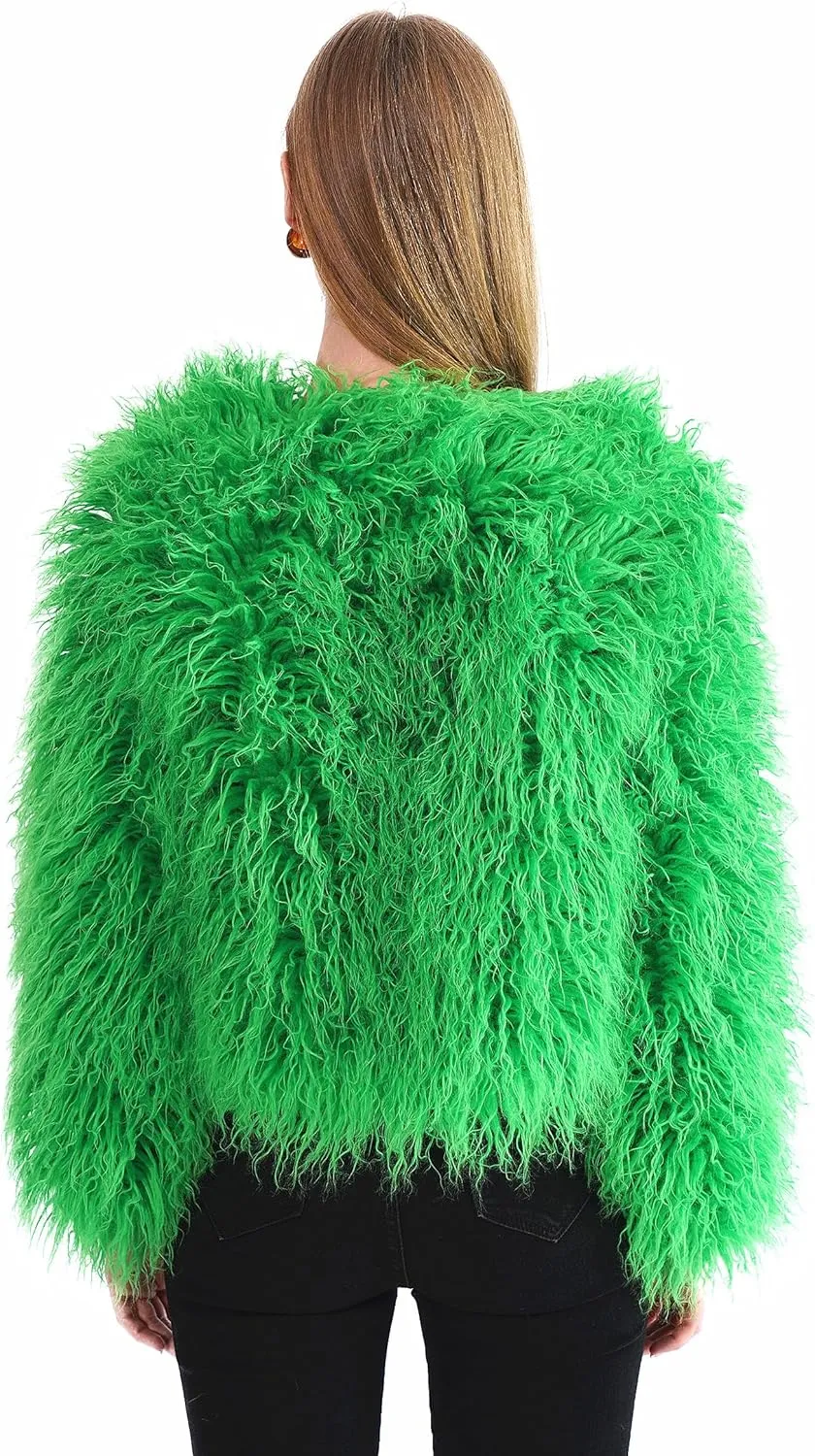 Women's Shaggy Faux Fur Outwear Coat Jacket Long Sleeve Warm Winter