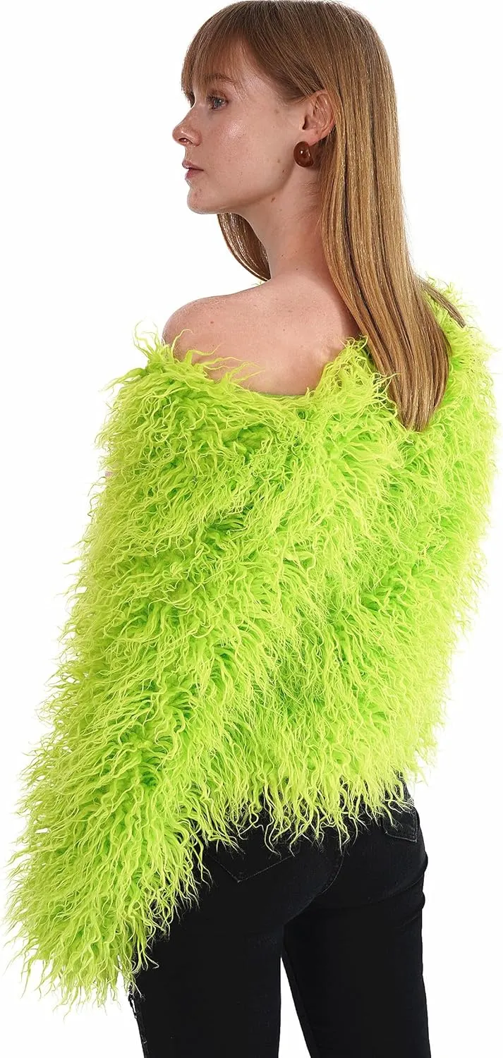 Women's Shaggy Faux Fur Outwear Coat Jacket Long Sleeve Warm Winter