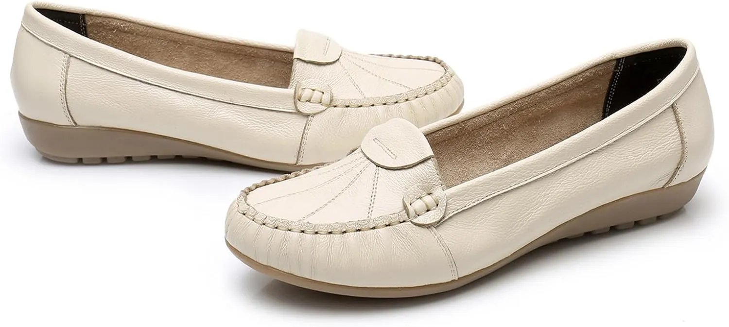 Women's Slip On Flat Loafers Lightweight Breathable Comfy Non-Slip Soft-Sole Causal Wedge Driving Shoes Moccasins Office Boat Shoes