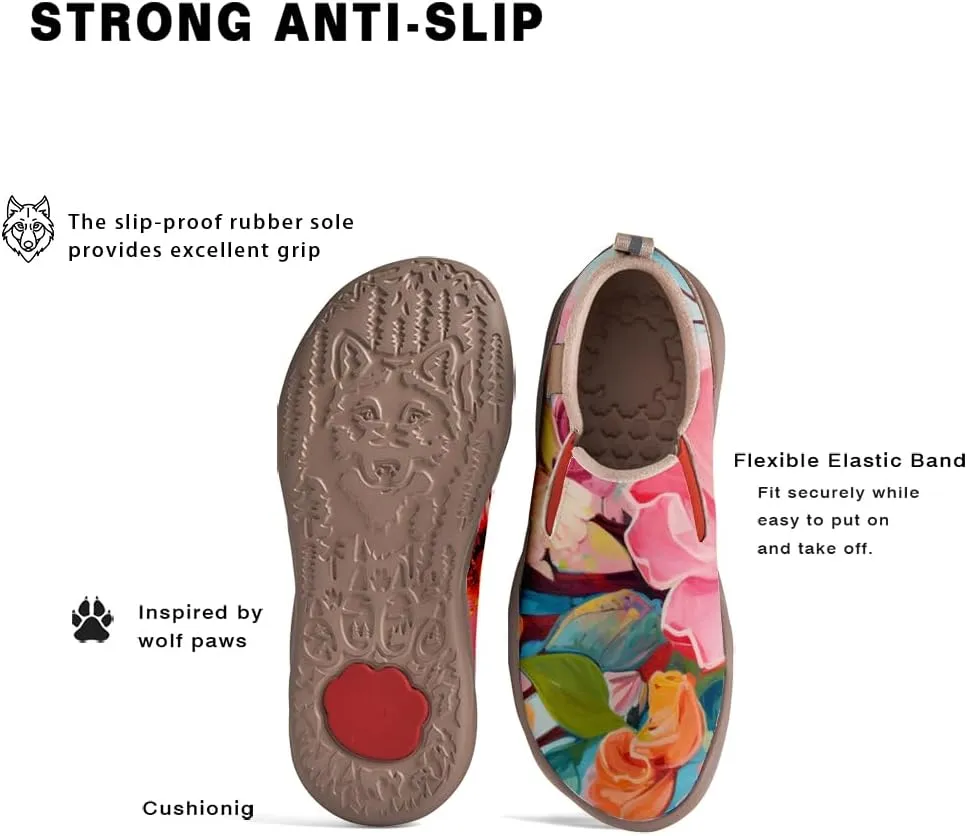 Women's Slip On Sneakers Casual Loafers Microfiber Art Painted Comfort Soft Walking Shoes Colorful Flowers