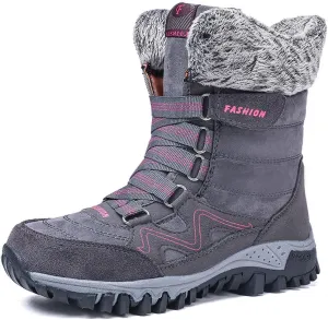 Womens Snow Boots Winter Fur Lined Warm Ankle Boots Lace up Anti-Slip Shoes for Outdoor Walking Hiking Trekking